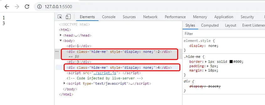 javascript 使用顯示屬性隱藏元素