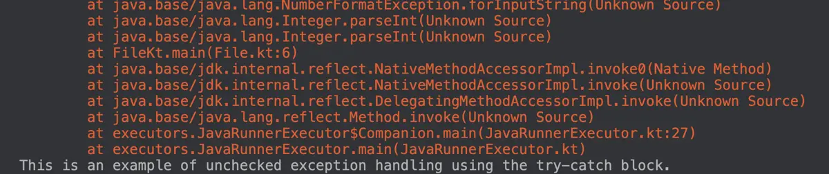 Kotlin 中未经检查的异常示例