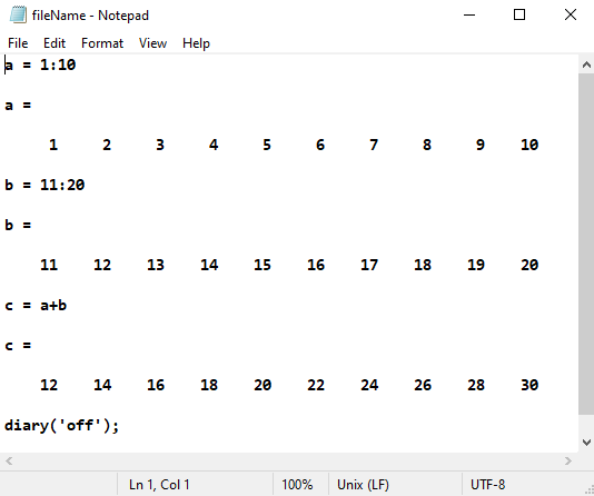 在 matlab 中使用日記命令儲存命令視窗內容