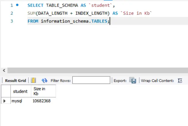 獲取 MySQL 資料庫的大小