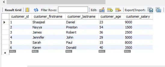 mysql 中的相交運算子 - 客戶資料