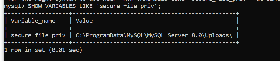 mysql secure_file_priv 變數