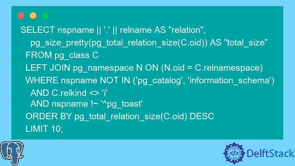 查詢 PostgreSQL 表及其索引的磁碟大小