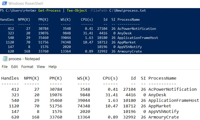 powershell 输出发送到文件