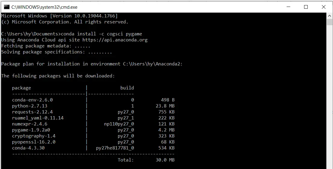 在 Python 2.7 中安裝 Pygame