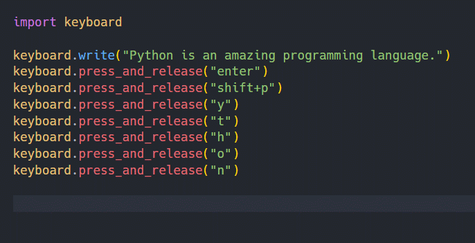 python 使用鍵盤庫模擬鍵盤輸入